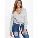 Hooded Tied Wrap weatshirt - Gray