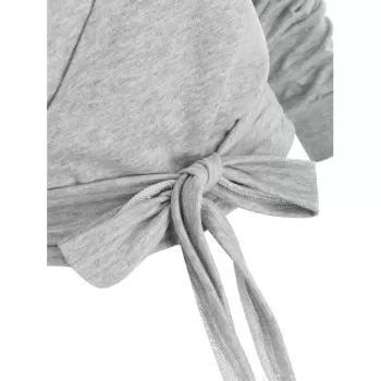 Hooded Tied Wrap weatshirt - Gray