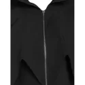 Hooded Zip Up Asymmetrical Capelet Gothic Coat - Black