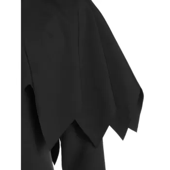 Hooded Zip Up Asymmetrical Capelet Gothic Coat - Black
