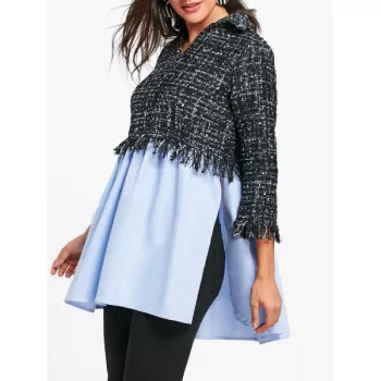 Houndstooth Panel Frayed ide lit hirt -
