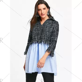 Houndstooth Panel Frayed ide lit hirt -