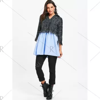 Houndstooth Panel Frayed ide lit hirt -