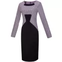 Houndstooth Print Long Sleeve Bodycon Dress - Purple