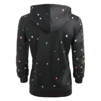 Kangaroo Pocket Animal Lamb Graphic Drawstring Hoodie - Black