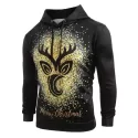 Kangaroo Pocket Christmas Elk Print Hoodie -