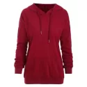Kangaroo Pocket Solid Drop Shoulder Hoodie - Red