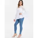 Keyhole Back Bell leeve Blouse - Milk White