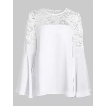 Keyhole Back Bell leeve Blouse - Milk White