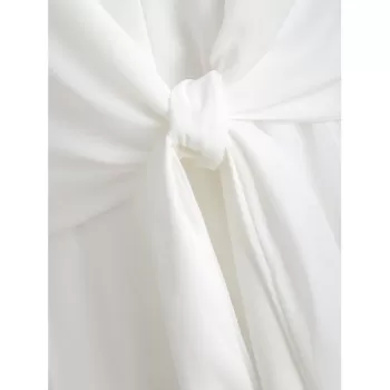Keyhole Neck Knot Front Dress - White