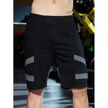 Knee-length Panel Casual horts - Black