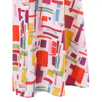 Knot Front Spaghetti Strap Print Dress -