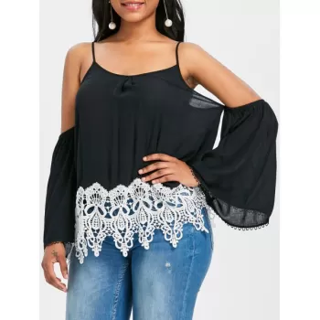 ace Brim Open Shoulder Blouse - Black