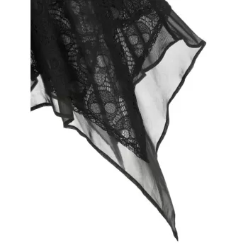 Lace Buckle Grommet Asymmetrical Handkerchief Dress - Black
