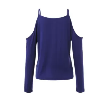 Lace Detail Long Sleeve T-shirt - Cadetblue