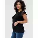 Lace Hollow Short Sleeve Summer Blouse - Black