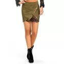 Lace Insert Buttoned ini Skirt - Army Green