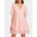 ace Insert Eyelet Mini Dress - ight Pink