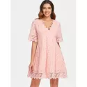 ace Insert Eyelet Mini Dress - ight Pink