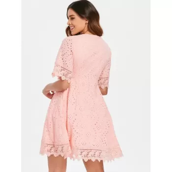 ace Insert Eyelet Mini Dress - ight Pink
