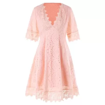 ace Insert Eyelet Mini Dress - ight Pink