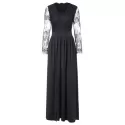 ace Insert Full Sleeve Floor ength Dress - Black