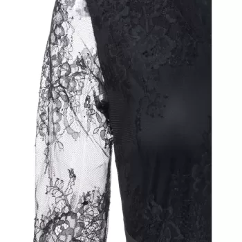 ace Insert Full Sleeve Floor ength Dress - Black