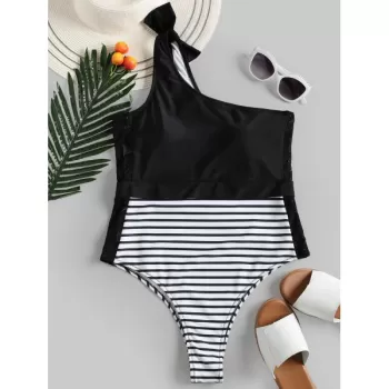 Lace Insert High Leg wimsuit - Black