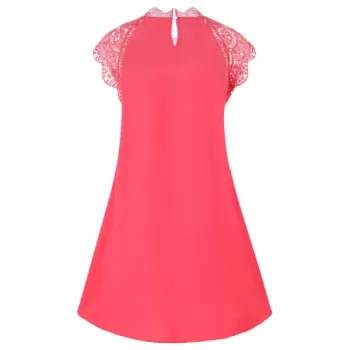Lace Insert Swing ini Dress - Watermelon Pink