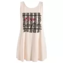 Lace Letter Print Backless Top - Pink Bubblegum