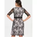 Lace Overlay Knee Length Dress - Pig Pink