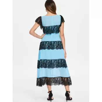 ace Panel Chiffon Midi Dress with Cami Dress - Day Sky Blue