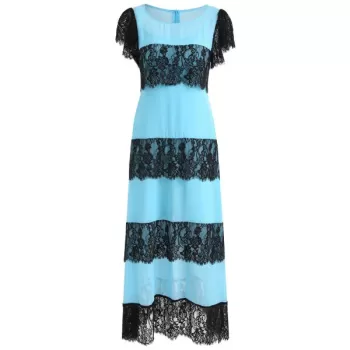 ace Panel Chiffon Midi Dress with Cami Dress - Day Sky Blue