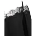 Lace Panel Cold houlder Long leeves Blouse - Black