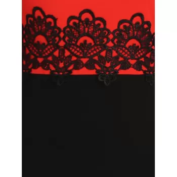 Lace Panel Color Block Bodycon Dress -