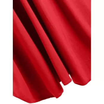 Lace Panel Empire Waist Babydoll Set - Lava Red