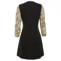 Lace Panel Round Collar A Line Dress - Black