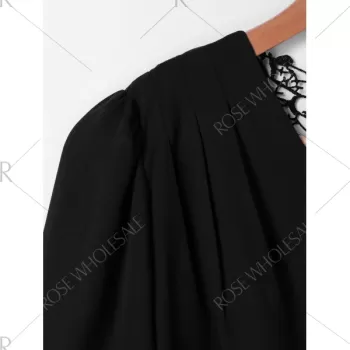 Lace Patchwork urplice Blouse - Black