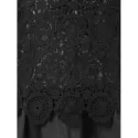Lace Spliced Long Blouse - Black
