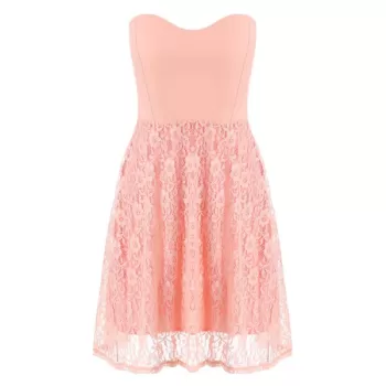 Lace trapless leeveless Cocktail Dress - Pink