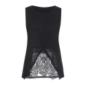 Lace Trim Chiffon Tank Top - Black