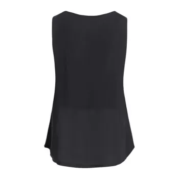 Lace Trim Chiffon Tank Top - Black
