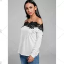 ace Trim Color Block Off Shoulder Blouse - White
