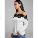 ace Trim Color Block Off Shoulder Blouse - White
