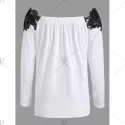 ace Trim Color Block Off Shoulder Blouse - White