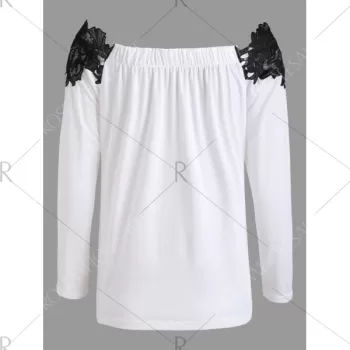 ace Trim Color Block Off Shoulder Blouse - White