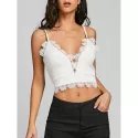 Lace Trim Crop Slip Top - White