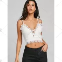 Lace Trim Crop Slip Top - White