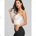 Lace Trim Crop Slip Top - White