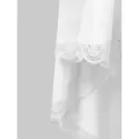 Lace Trim Lacing Waist High Low Dress - White